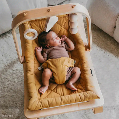 LEVO Baby Bouncer Walnut Cushion Camel Outlet